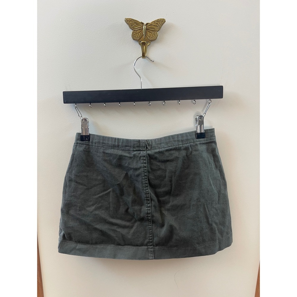 Wet Seal Vintage Olive Green Cargo Mini Skirt Button Front Utility Size 0 - Picture 2 of 4